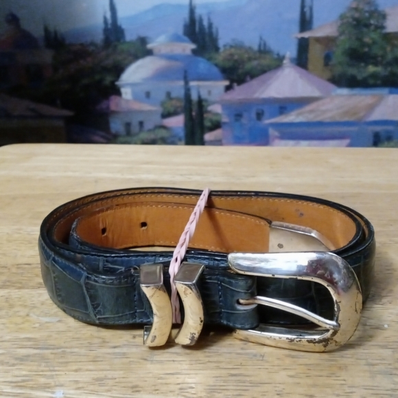 Onyx by Brighton Croc Embossed Leather Vintage Belt Size 36,Nice Gift!🎁 U.S.A. - Picture 2 of 11